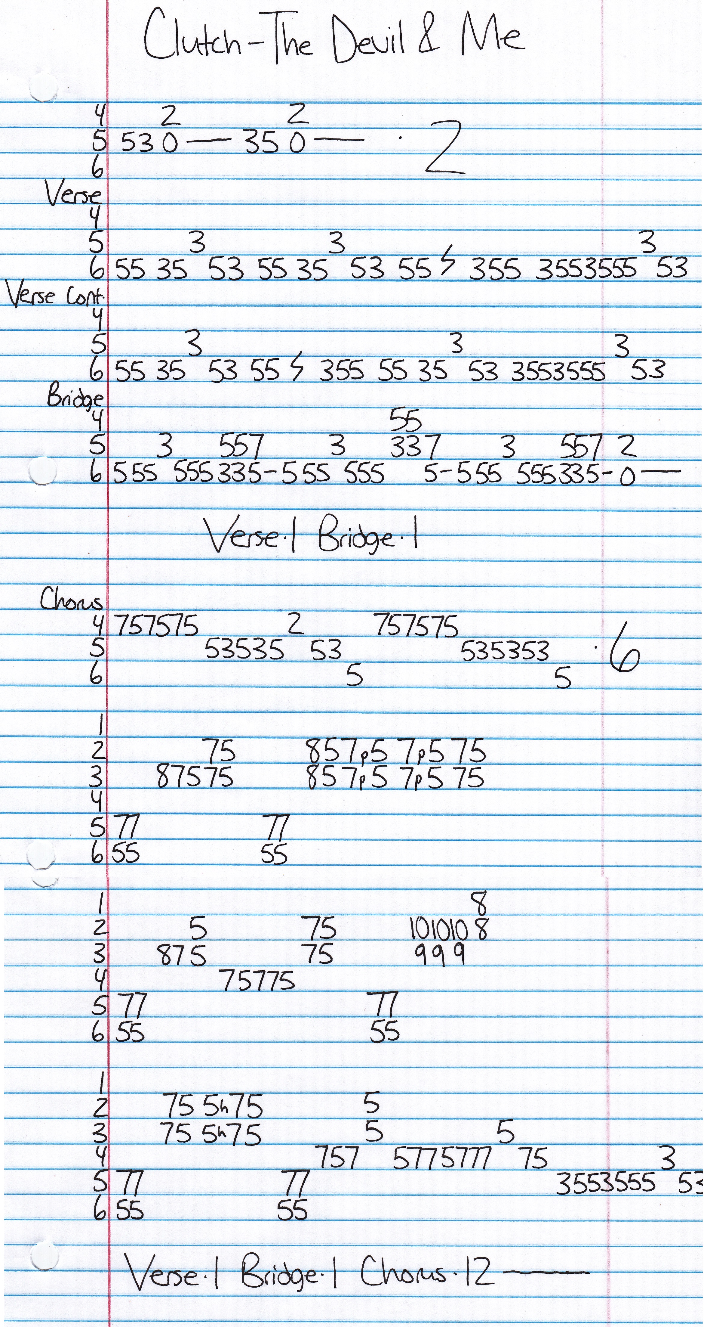 High quality guitar tab for The Devil & Me by Clutch off of the album From Beale Street To Oblivion. ***Complete and accurate guitar tab!***